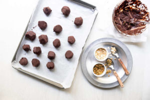chocolate balls on tray