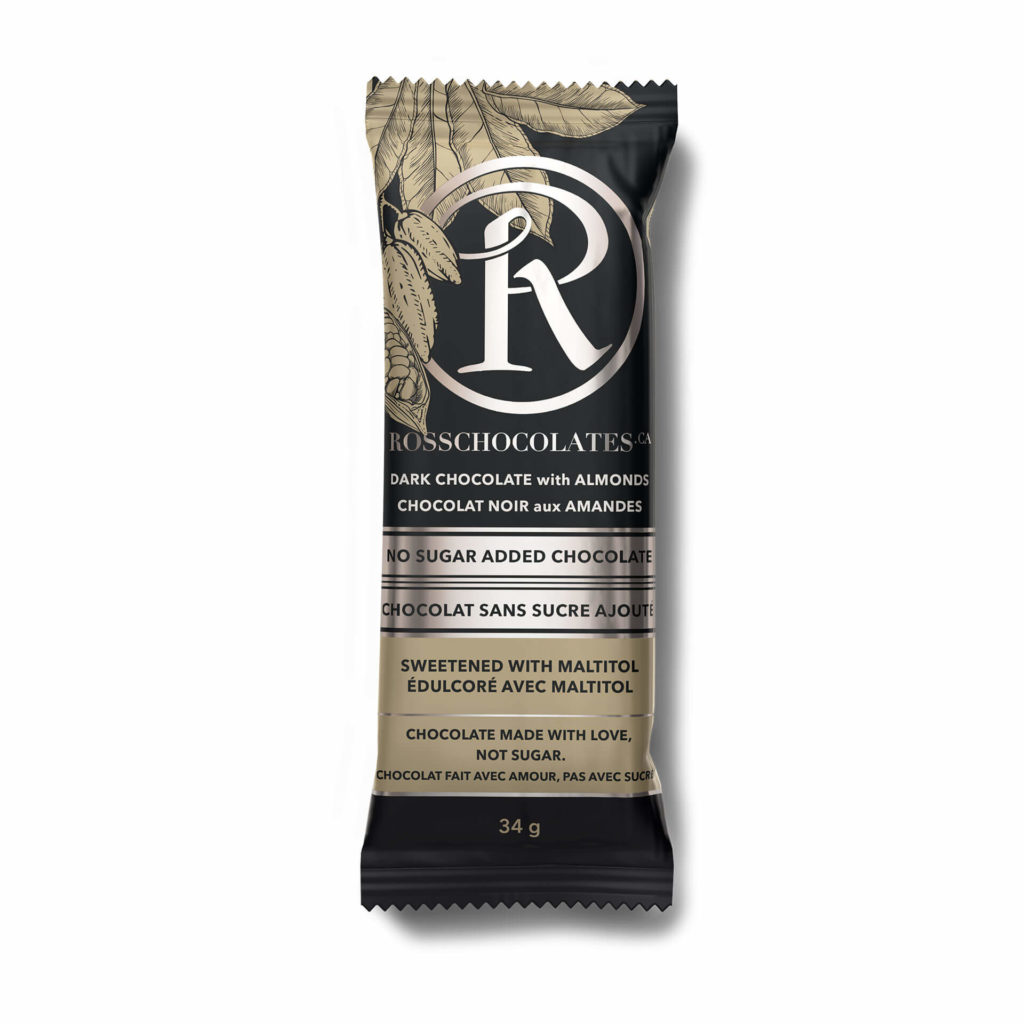 Dark Almond Chocolate sweetened with Maltitol (pack of 24 bars) - Ross ...